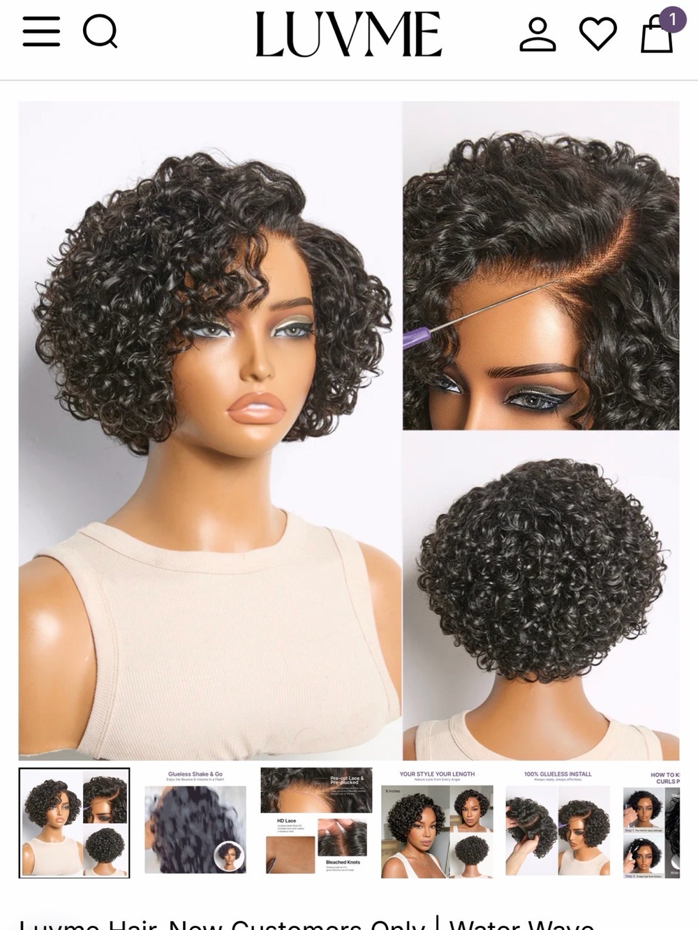 Human Hair Wet and Wavy Wig - Picture 16 of 16